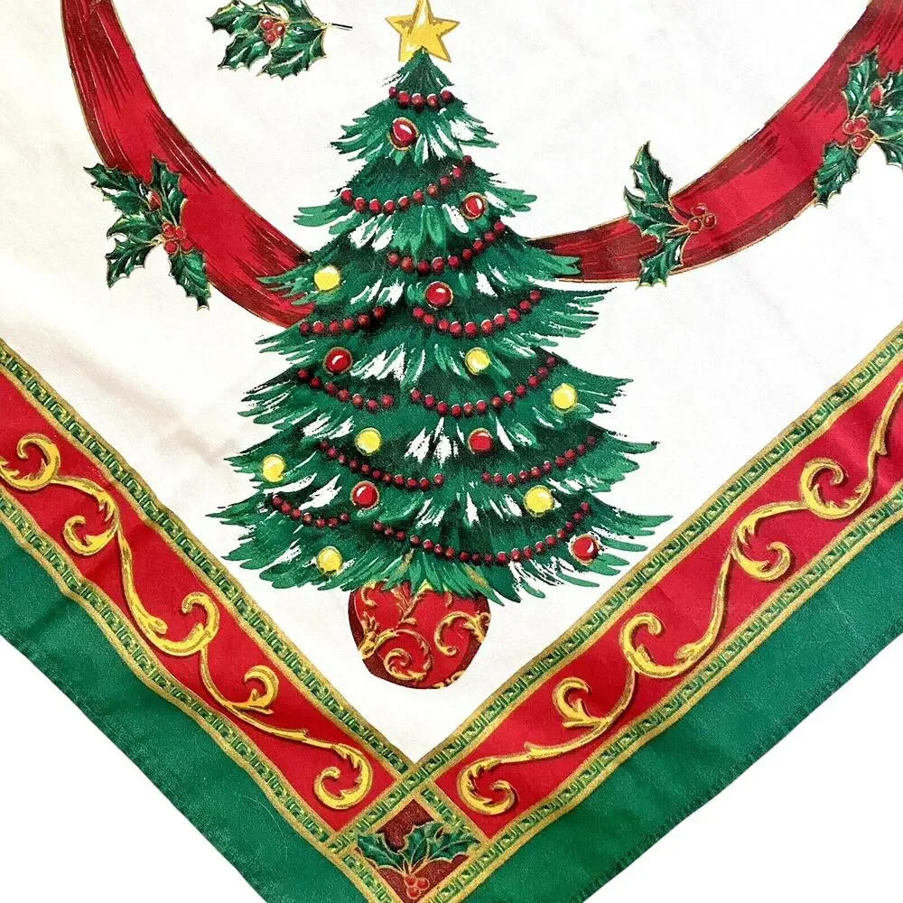 Christmas Tablecloth Cotton Blend Festive Holiday Table Cover Large Rectangle
